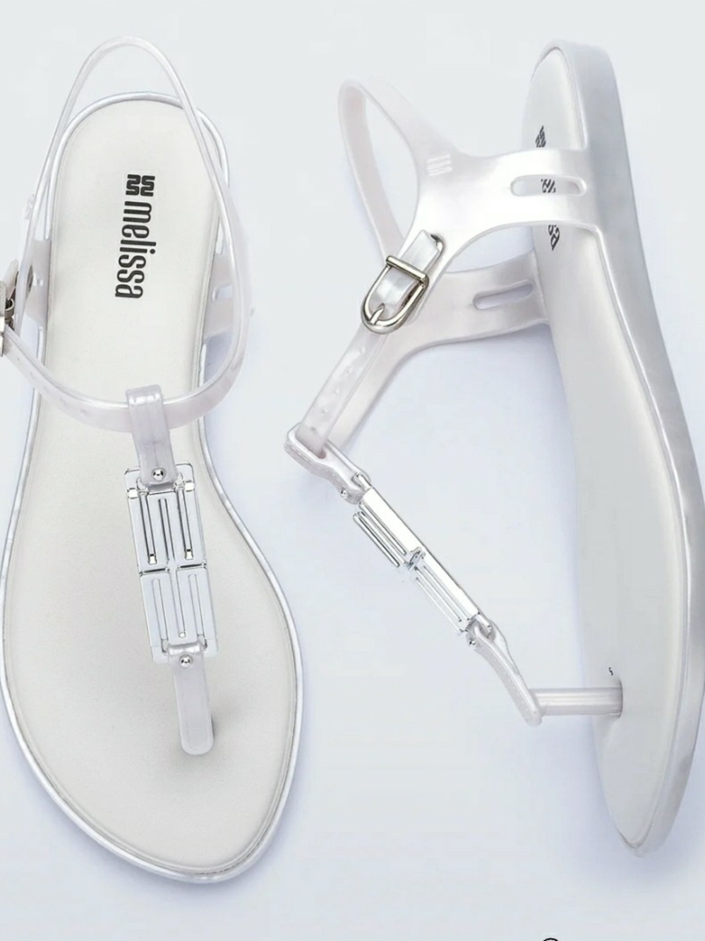 Melissa Clear Jelly T-Strap Sandals in Transparent White